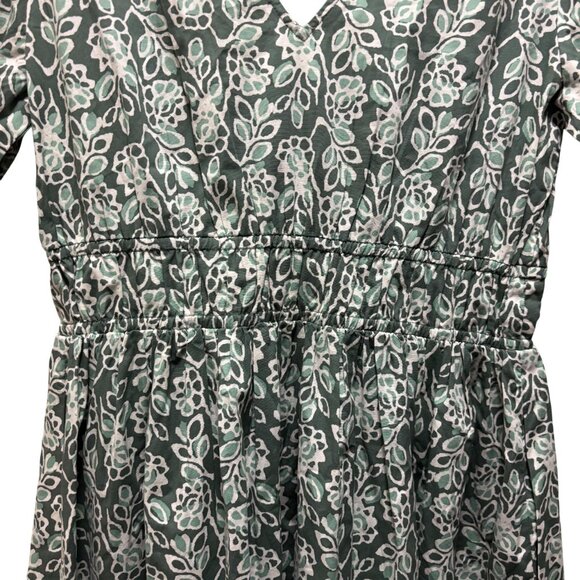 J.Crew Smocked-Waist Poplin Midi Dress Size 6 Pale Spinach Eucalyptus - Picture 6 of 8